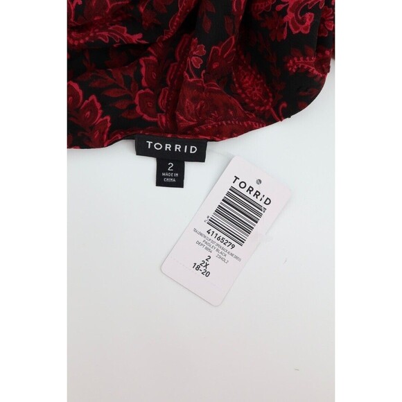 NWT Torrid Womens Plus Size 2X (18-20) Burgundy Paisley Open Back A-line Dress - Picture 10 of 11